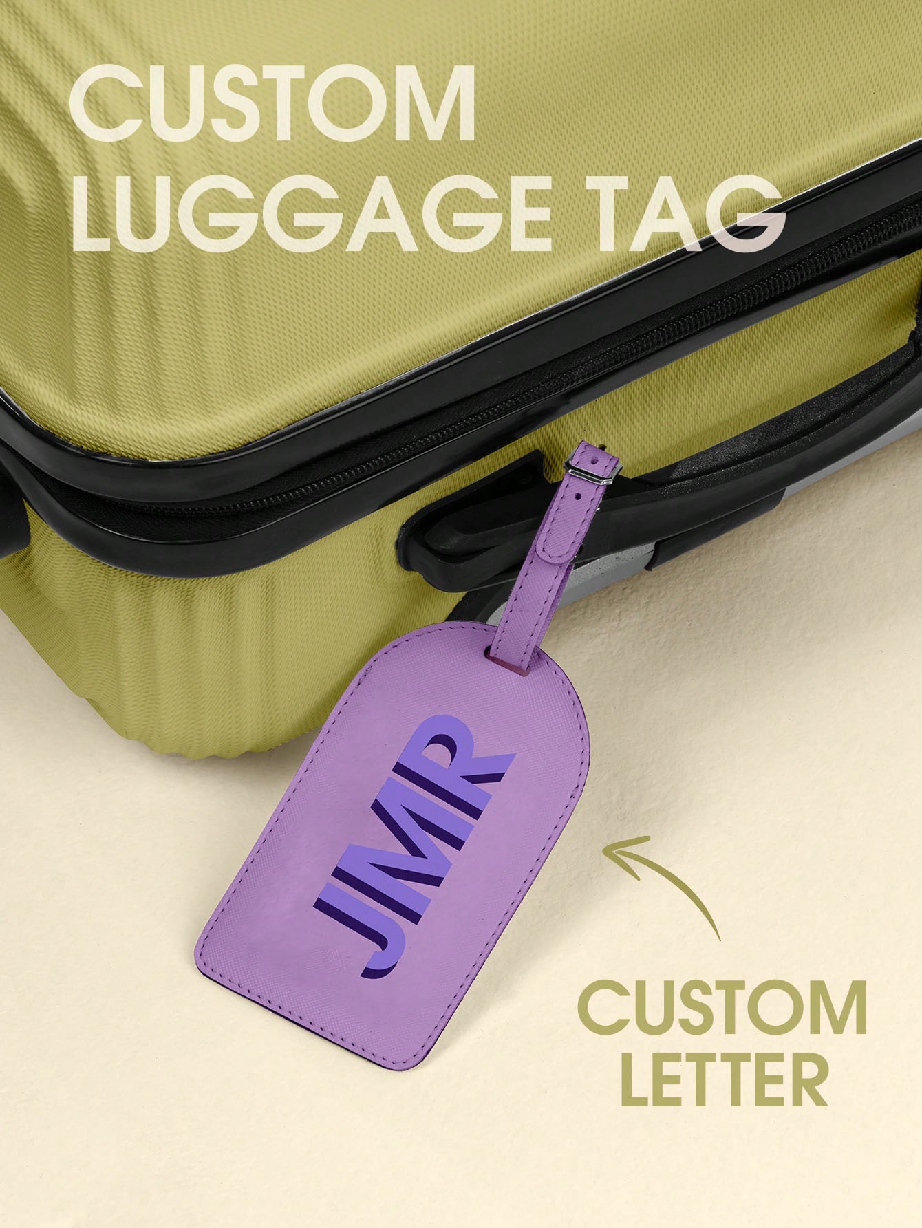 Travel Accessories Leather - Étiquette de bagage personnalisée avec initiale,