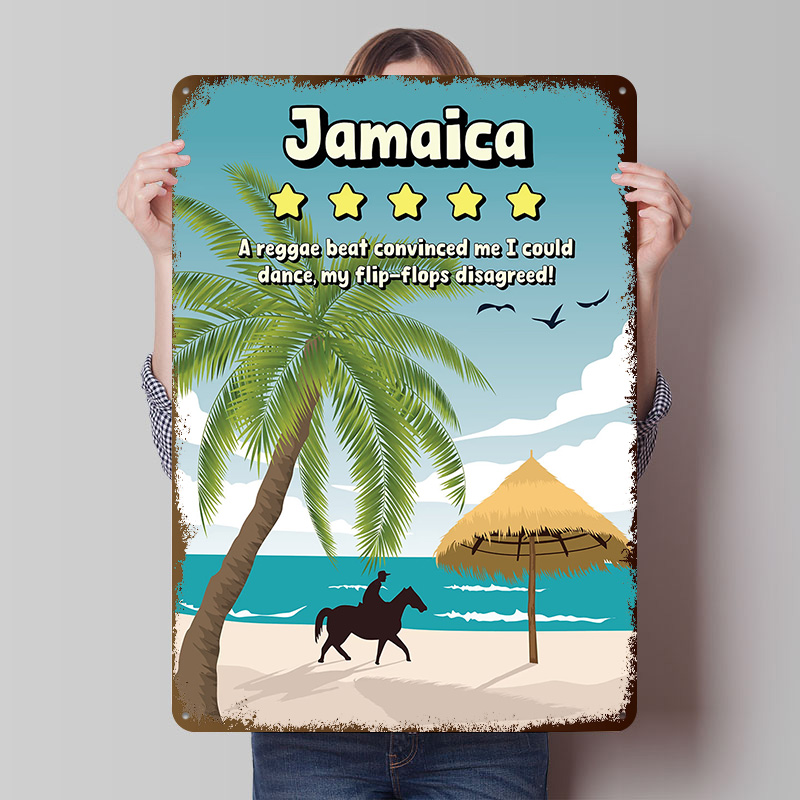 Travel Accessories For Jamaica - Affiche Métallique de Voyage Thème Jamaïque