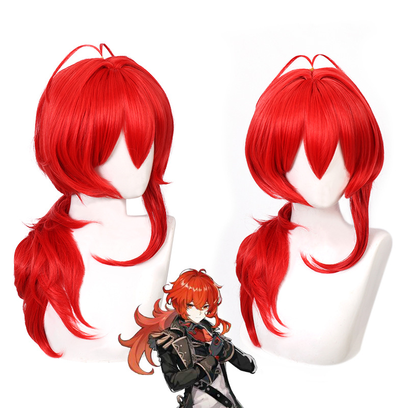 Travel Accessories For Men - Genshin Impact Diluc Cosplay perruque voyageur
