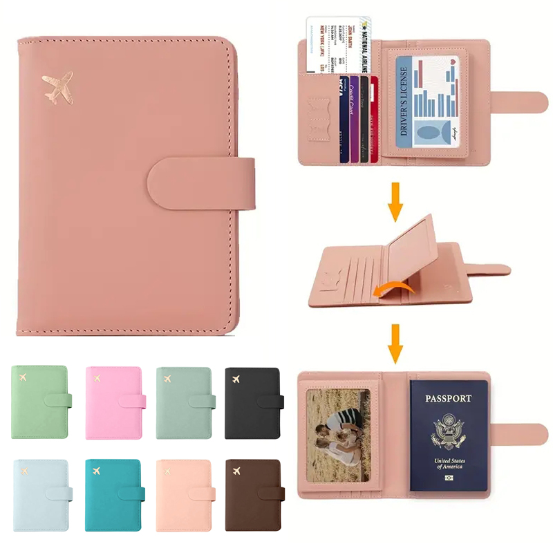 Travel Accessories Plane - Porte-passeport en cuir imperméable avec boucle