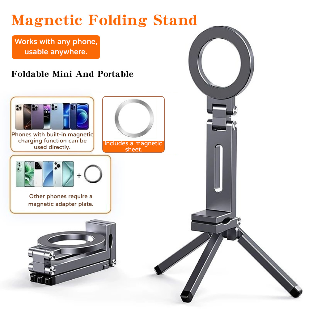 Travel Accessories On Plane - Support de téléphone magnétique pliable, trépied