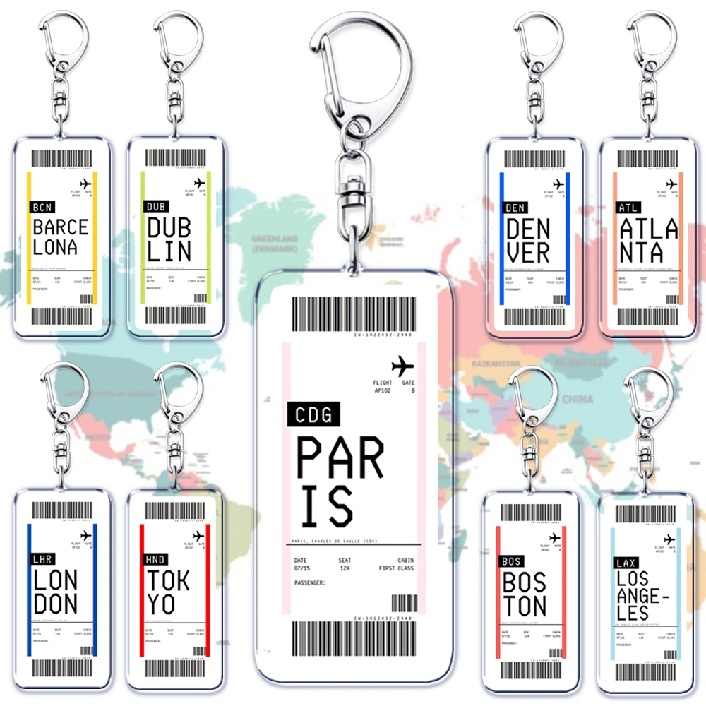 Travel Accessories On Plane - Porte-clés carte d'embarquement billet d'avion Boston